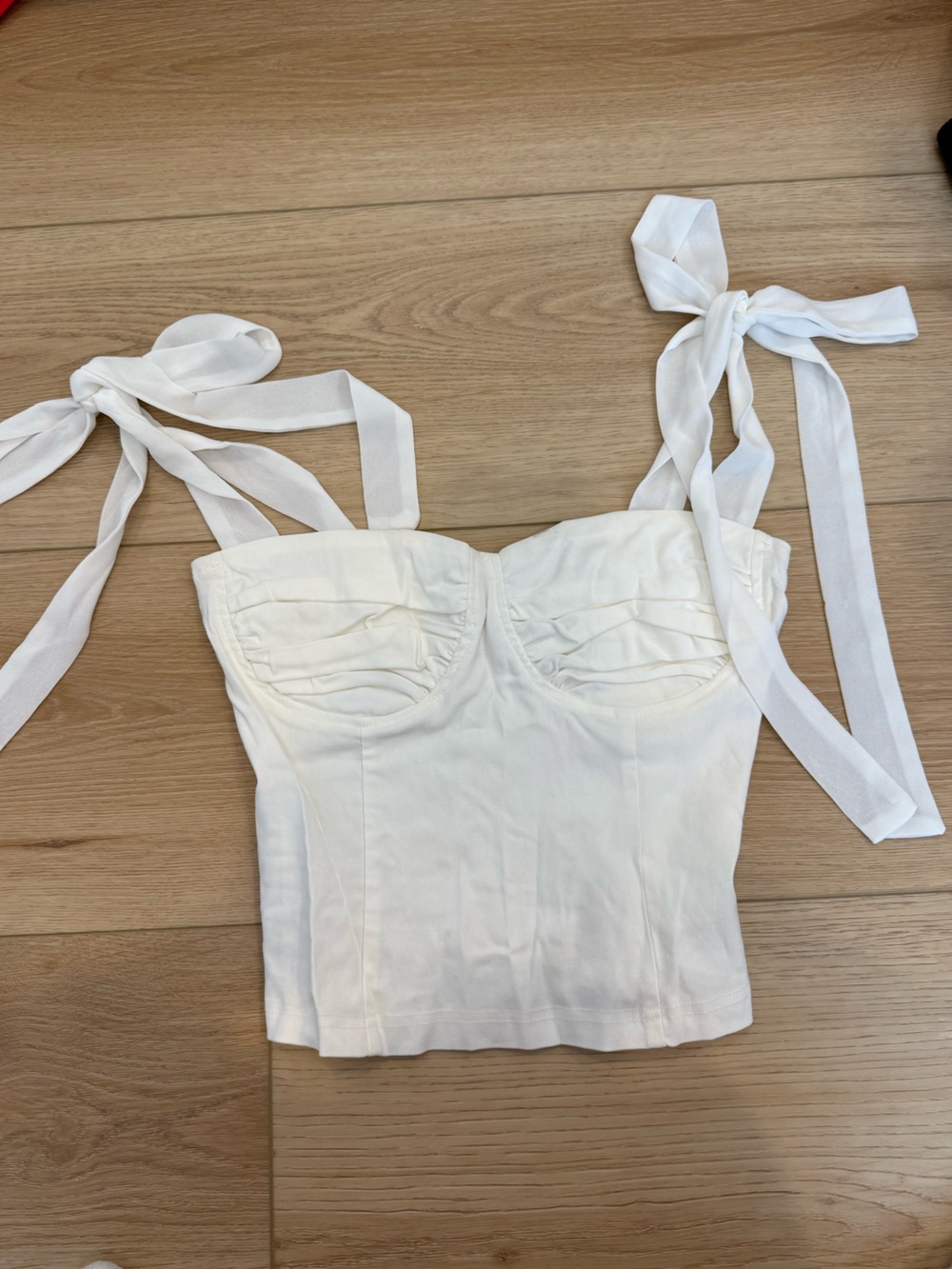 White Tie-Shoulder Bustier Top